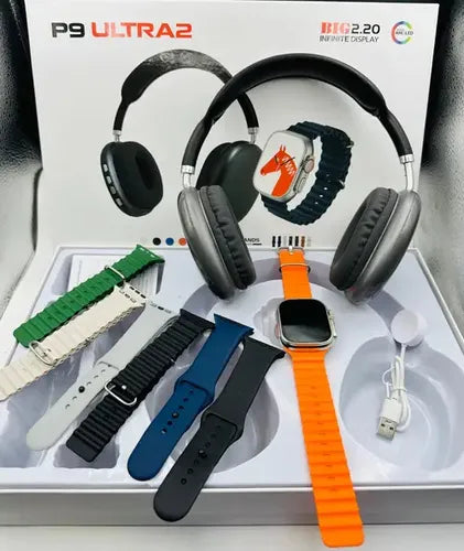 Reloj P9 ULTRA 2 + Audífonos + 2 correas.